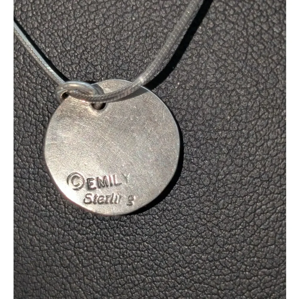 Vtg Emily Sterling Initial 'N' .5" Disk Pendant 22" Snake Chain Necklace - Picture 3 of 7